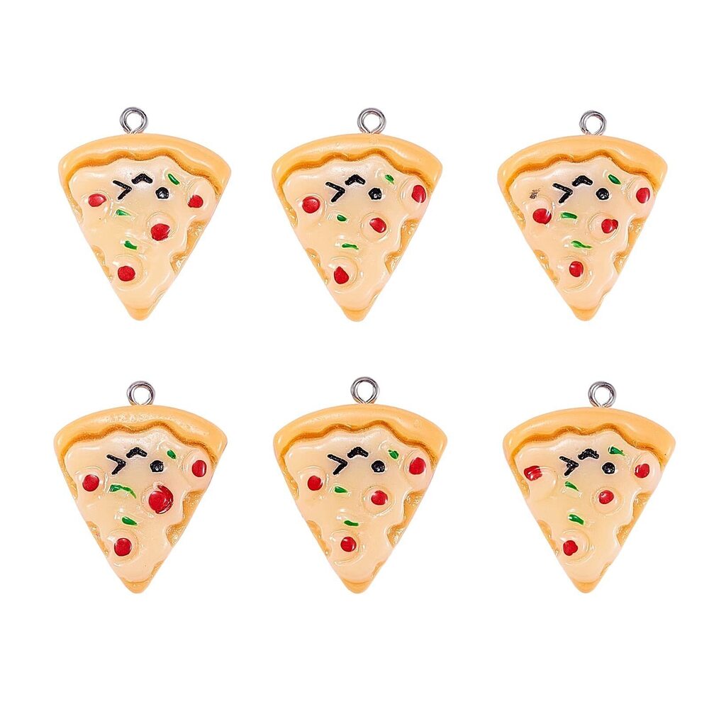 4958 30Pcs Pizza Charms Pendants Tiny Imitation Food Charms Pendants
